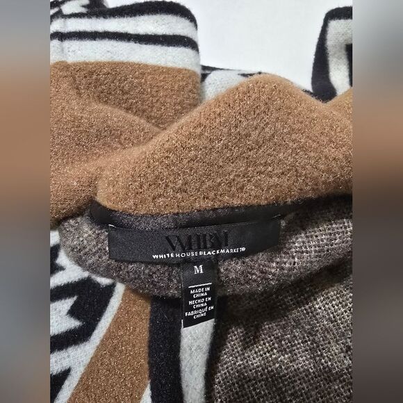 White House Black Market Houndstooth Stripe Sweater Coat Size Medium - Picture 6 of 15